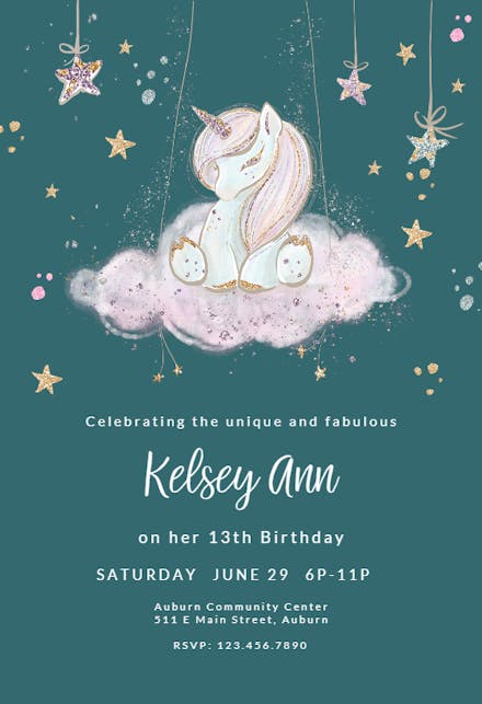 Uniquely Unicorn - Invitación De Cumpleaños