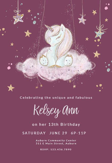 Uniquely Unicorn - Birthday Invitation