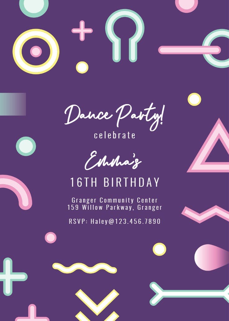 Vibrant vibe neon glow - printable party invitation