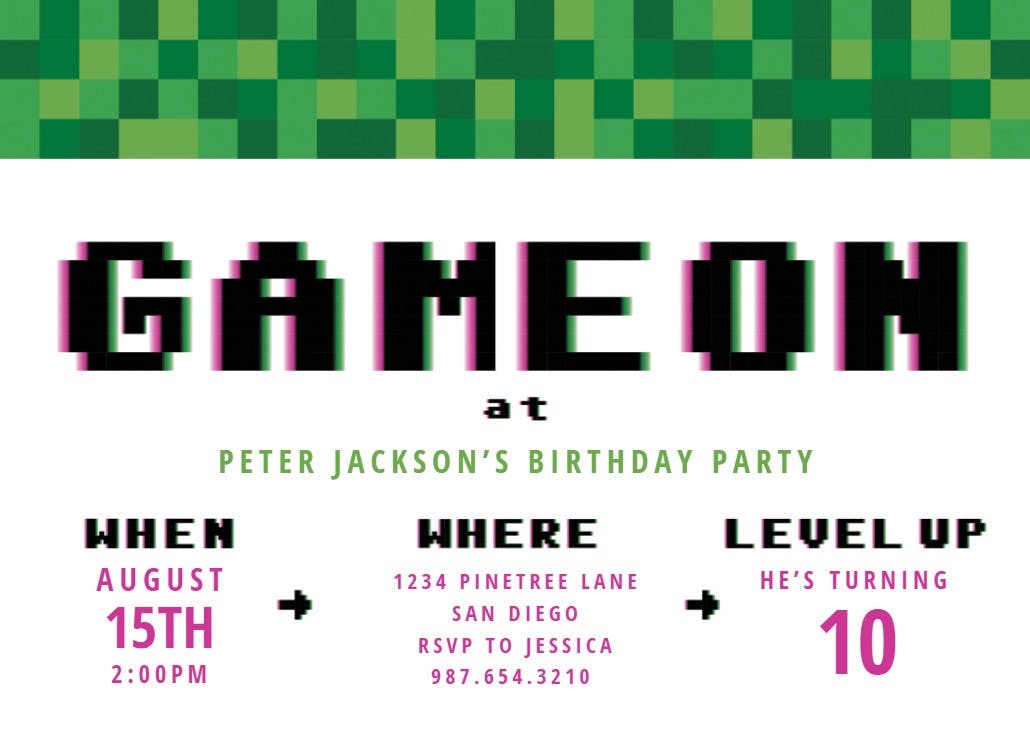 Video game party - invitación de fiesta