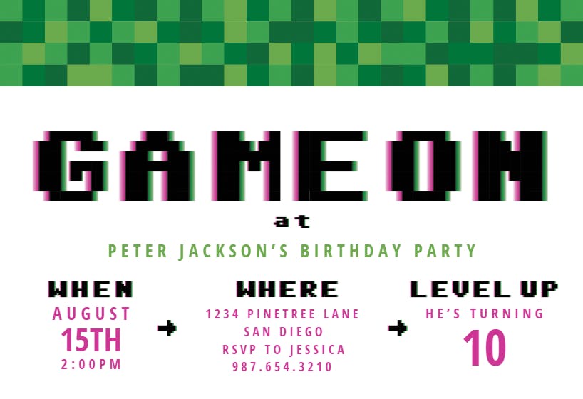 Video game party -  invitación de cumpleaños