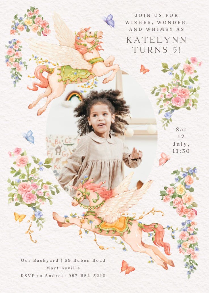 Vintage unicorn photo - invitation