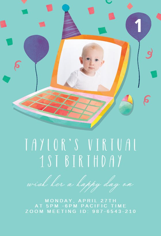 Virtual fun -  invitación de fiesta de cumpleaños con foto
