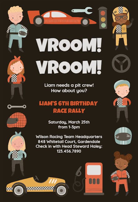 Vroom and Zoom - Birthday Invitation