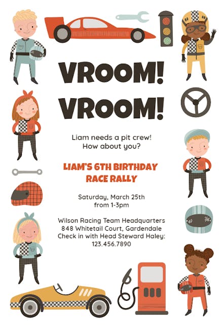 Vroom and Zoom - Birthday Invitation