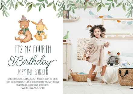 Warm Cozy Animals photo - Birthday Invitation