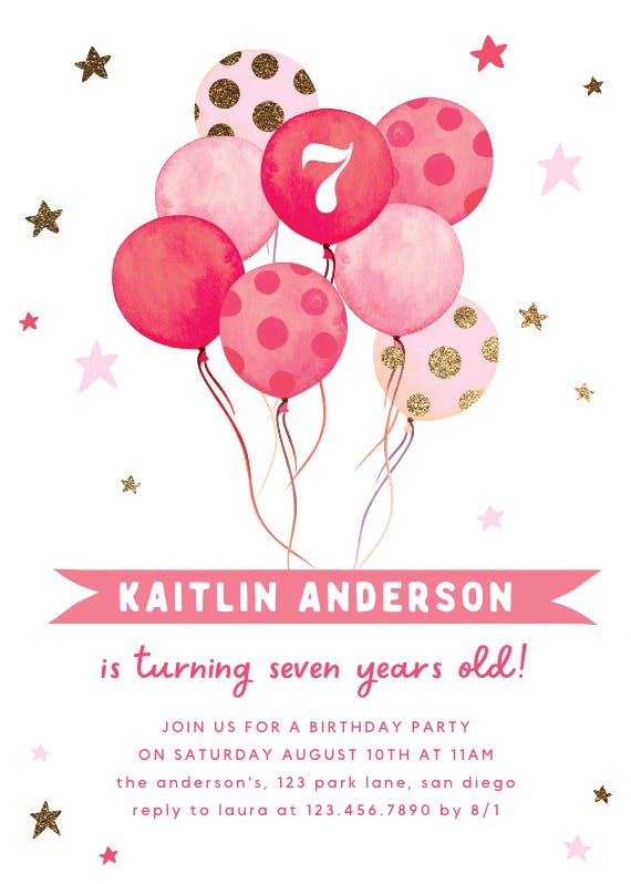 Watercolor balloons - birthday invitation
