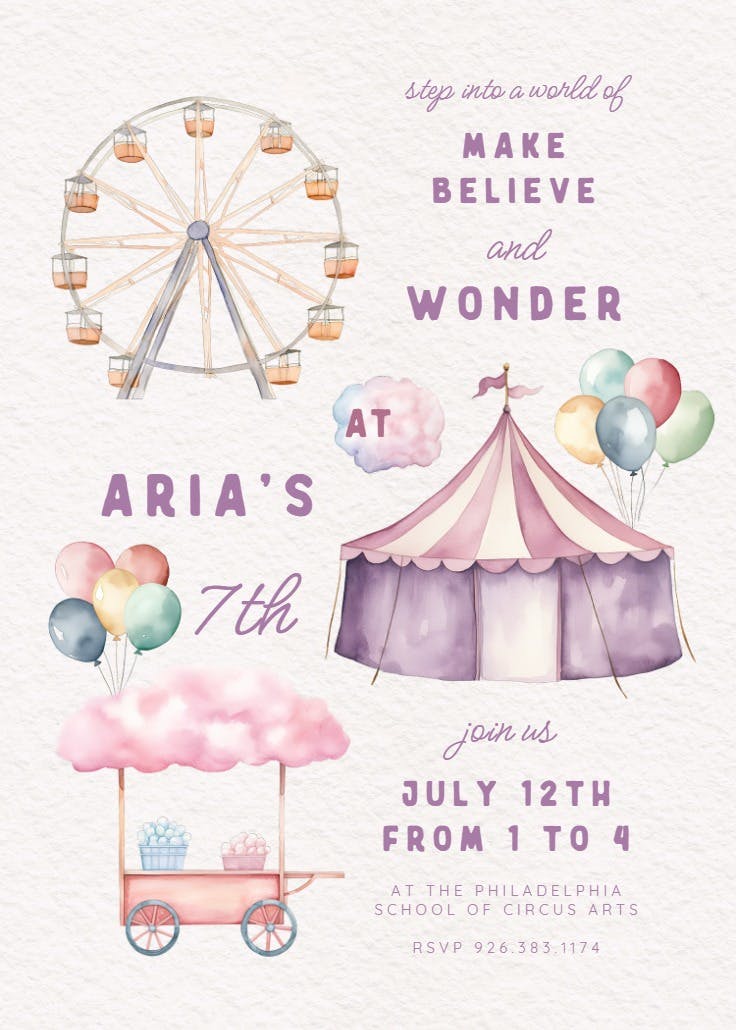 Watercolor balloons - birthday invitation