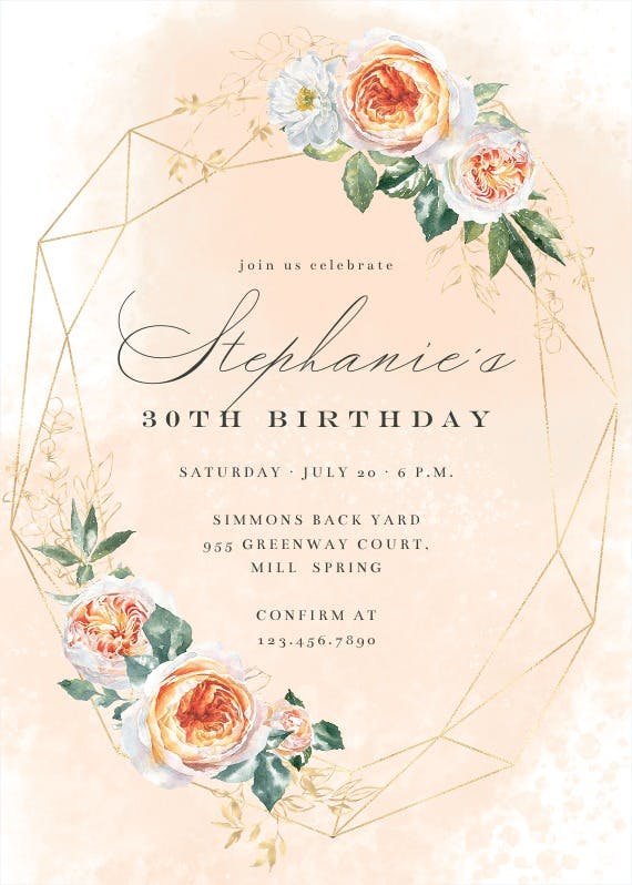 Watercolor crystal frame -  invitation template
