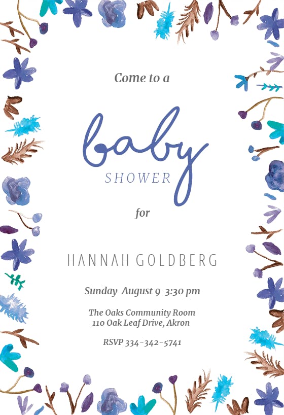 Watercolor flowers -  invitación para baby shower de bebé niña gratis