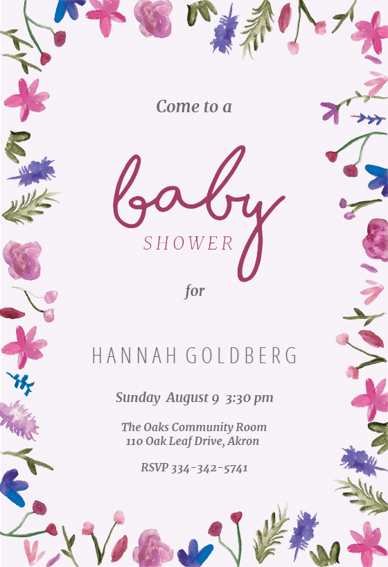 Flower Patch - Baby Shower Invitation Template (Free) | Greetings Island