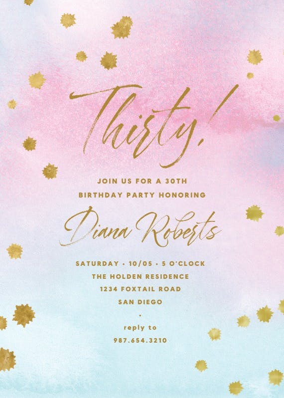 Watercolor pastel paper -  invitación de cumpleaños