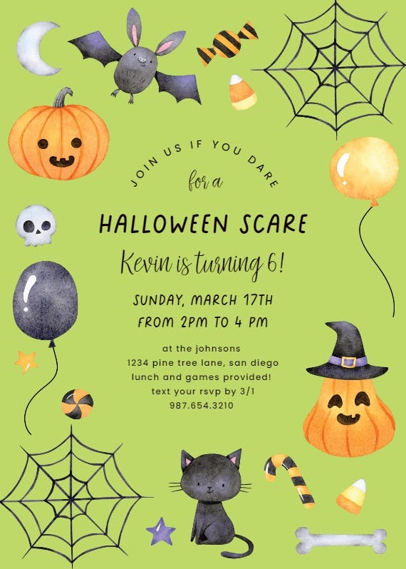 Watercolor spooky - halloween party invitation