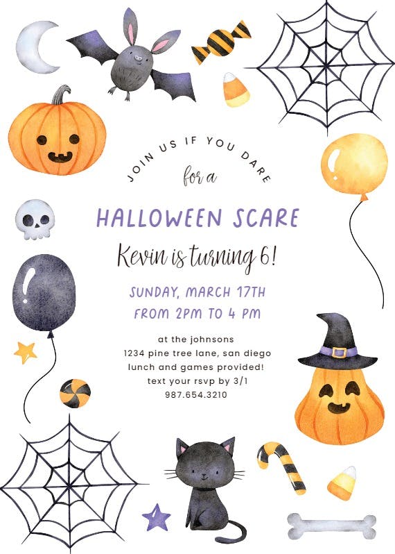 Watercolor spooky -  invitación de halloween