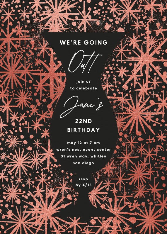 We're going out tonight - birthday invitation