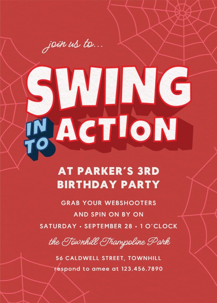 Web slingers - invitación de cumpleaños