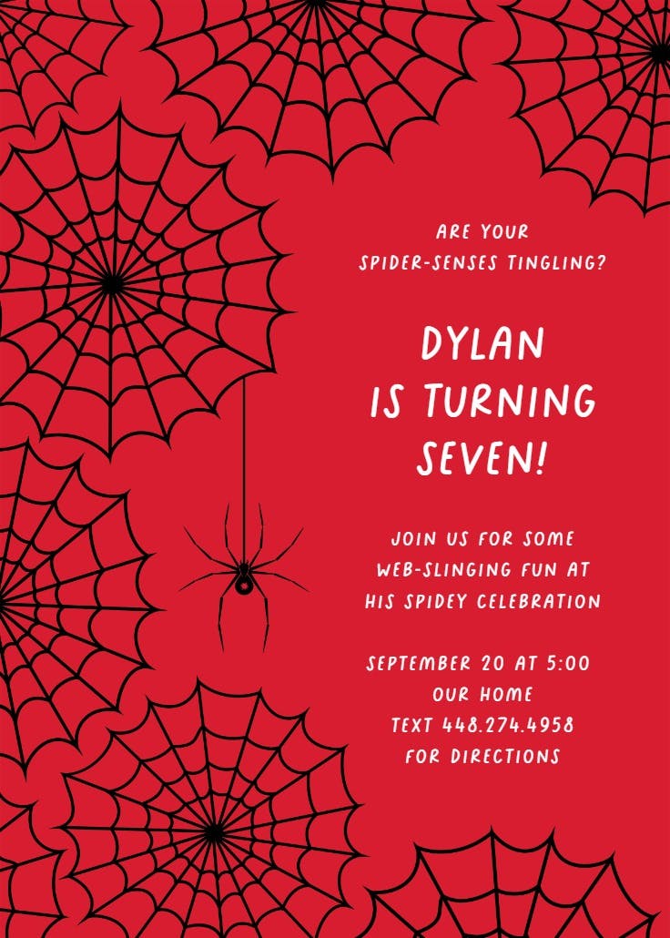 Web-slinging fun - invitation