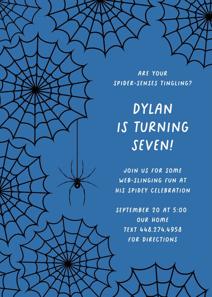 Web-slinging fun - birthday invitation