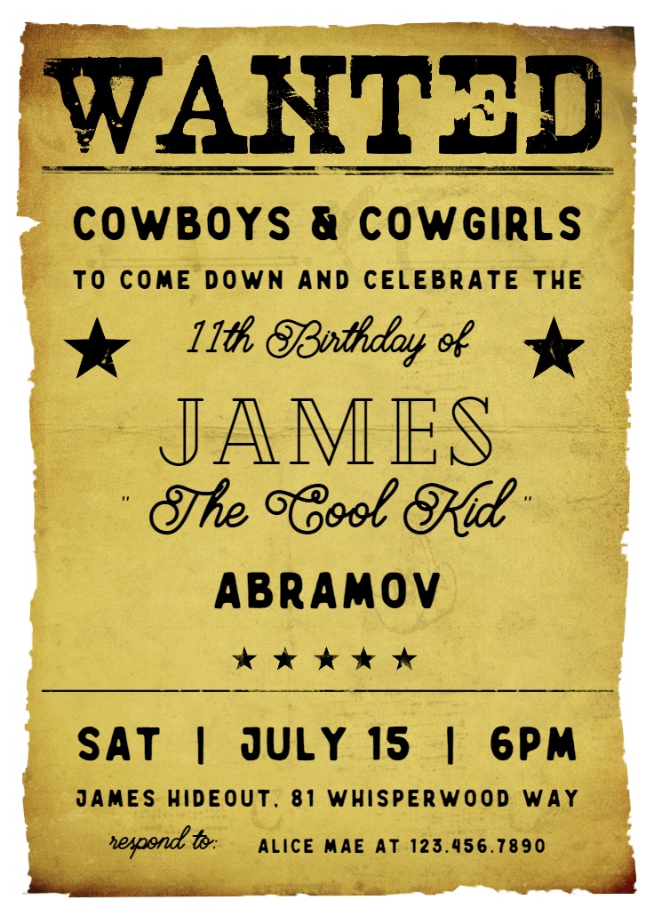 Western Party - Printable Party Invitation (Free) | Greetings Island