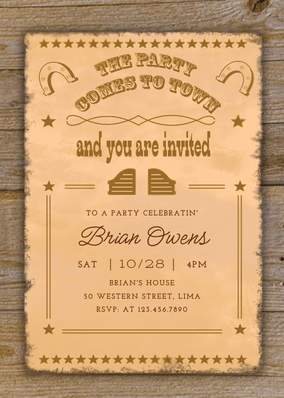 Western style - birthday invitation