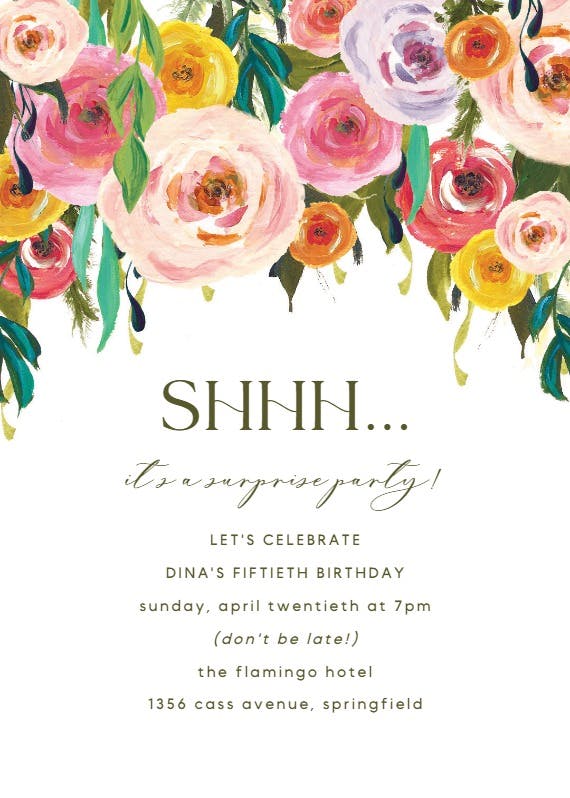 Whimsical bouquet - birthday invitation