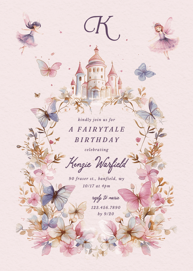 Whimsical wings - invitation