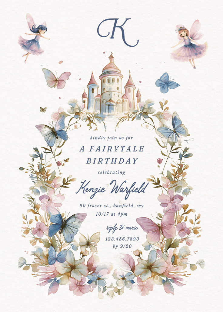 Whimsical wings - birthday invitation