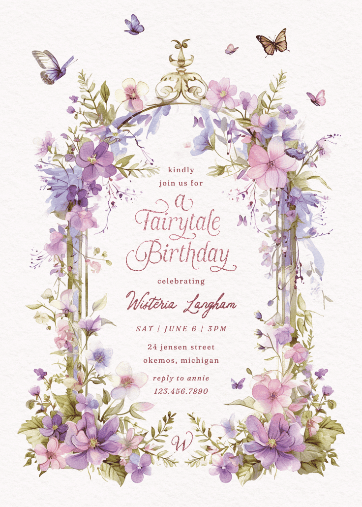 Whimsical wings - party invitation