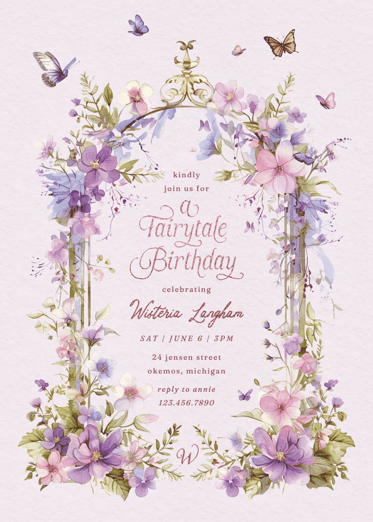 Whimsical wings - party invitation