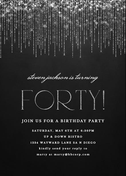 White string lights - birthday invitation