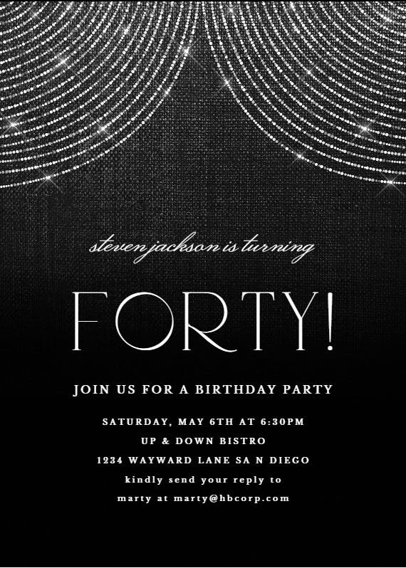 White string lights - birthday invitation