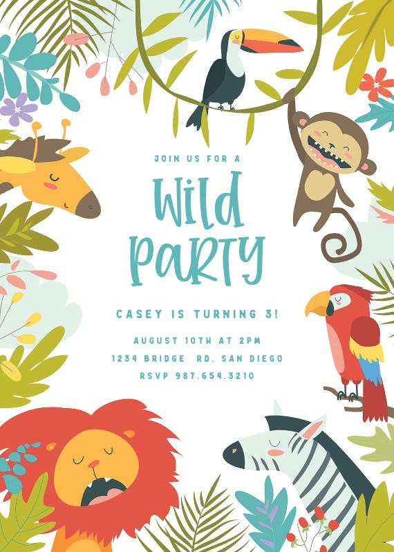 Wild animals - invitation