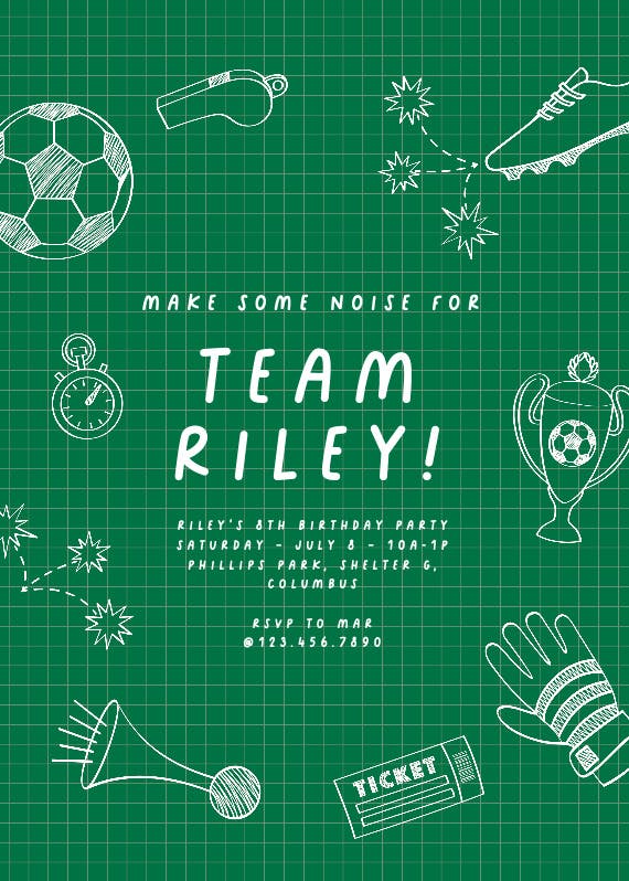 Winning goal soccer - printable party invitation