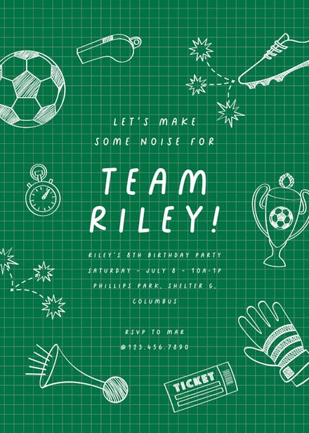 Winning goal soccer - sports & games invitation