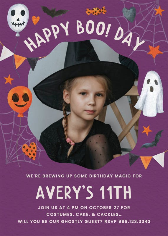 Witchy watercolors photo - halloween party invitation