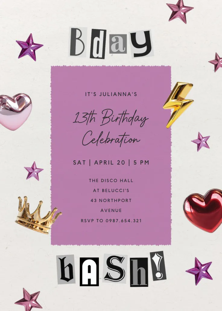Birthday bash - बर्थडे इनविटेशन