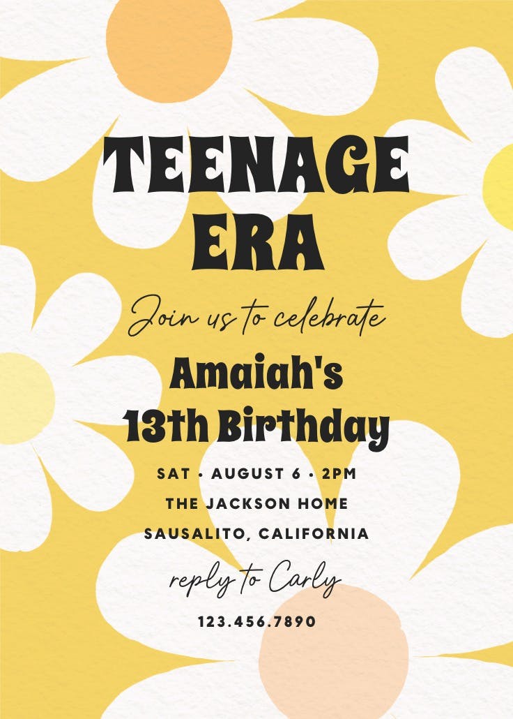 Bold daisies - invitación de cumpleaños