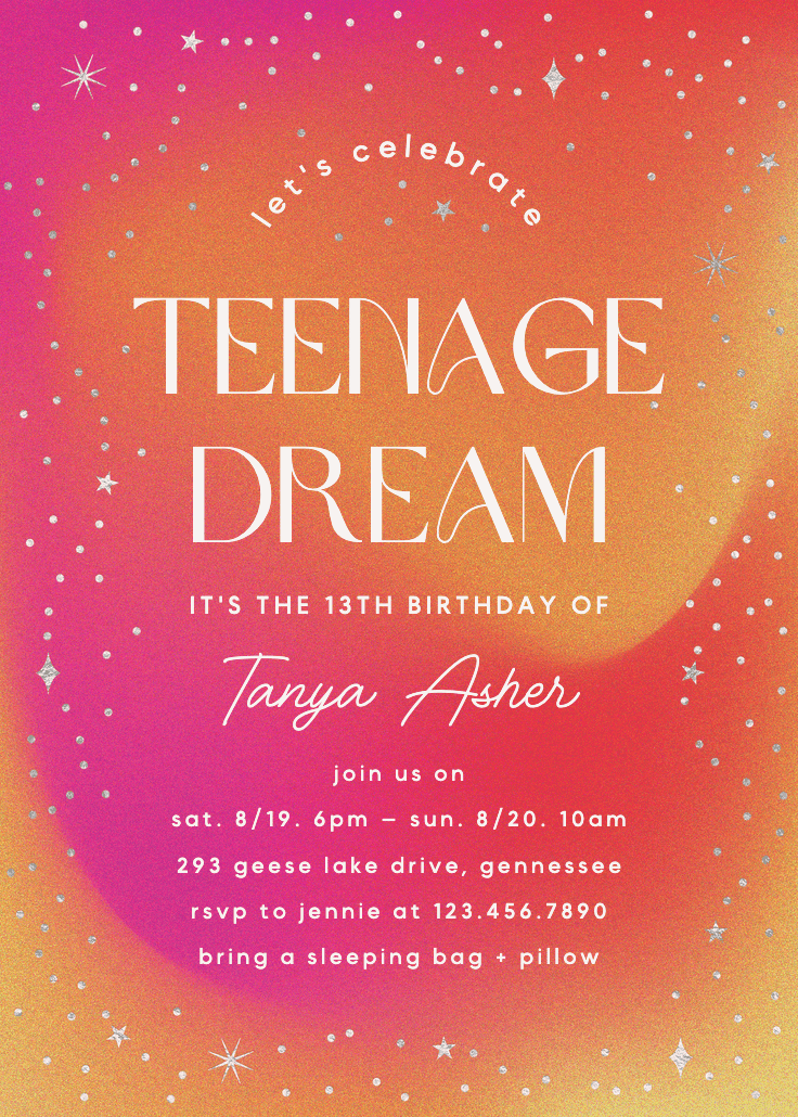 Dreamy night - birthday invitation