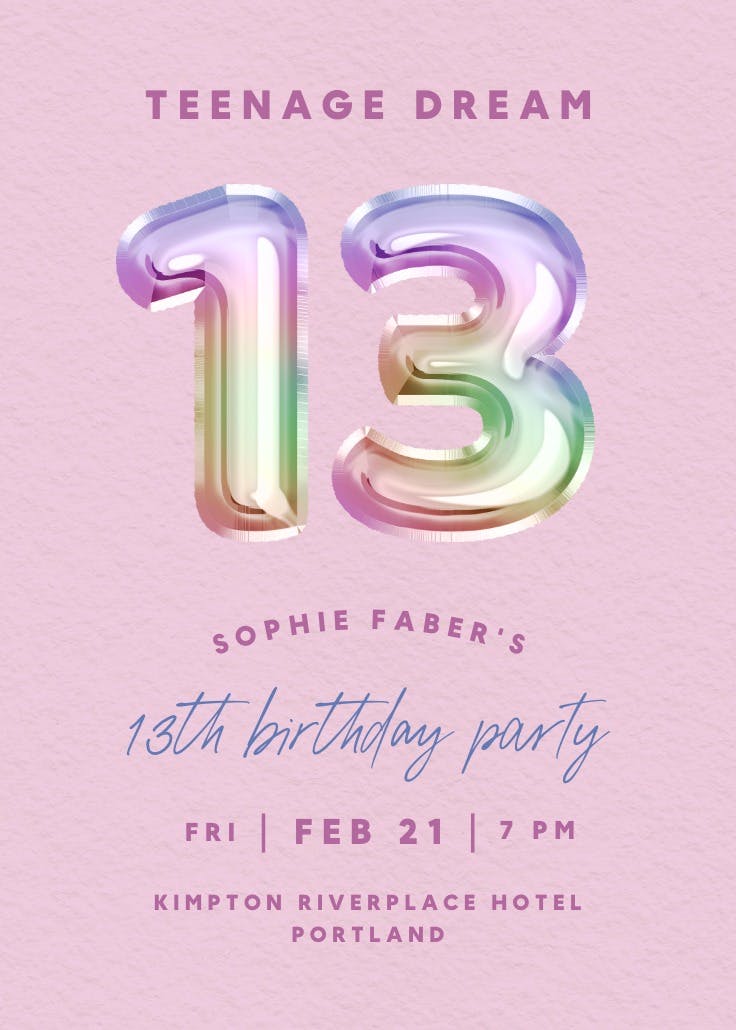 Rainbow foil - invitación de cumpleaños