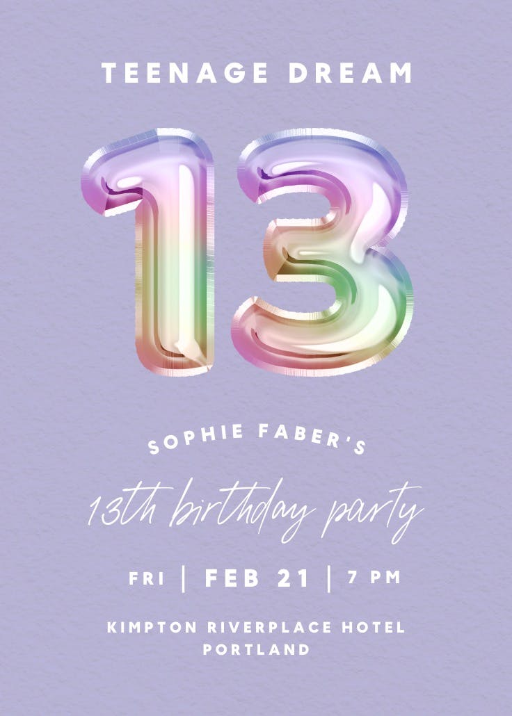 Rainbow foil - invitación de cumpleaños