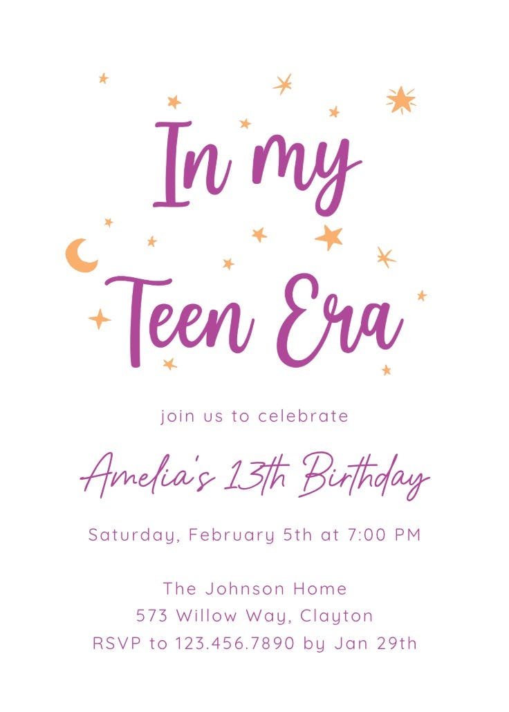 Teen party - invitación de cumpleaños