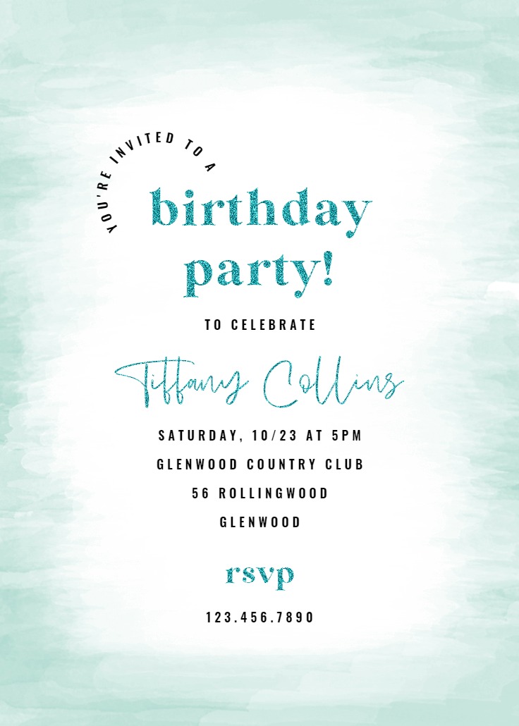 Agua - Birthday Invitation Template (Free) | Greetings Island