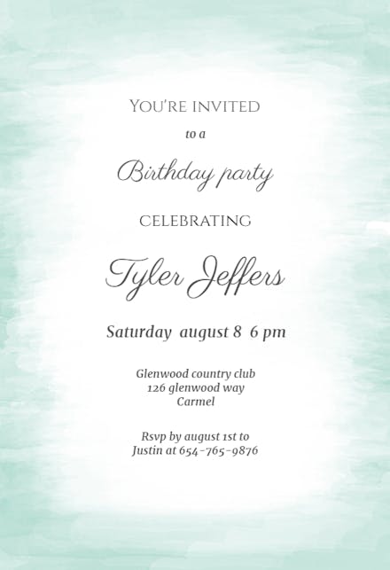 Agua - Birthday Invitation Template (Free) | Greetings Island