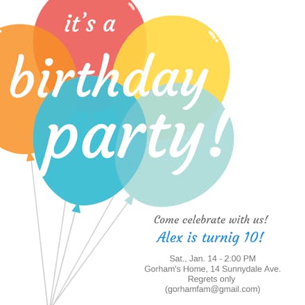 Party Confetti - Birthday Invitation Template (Free) | Greetings Island