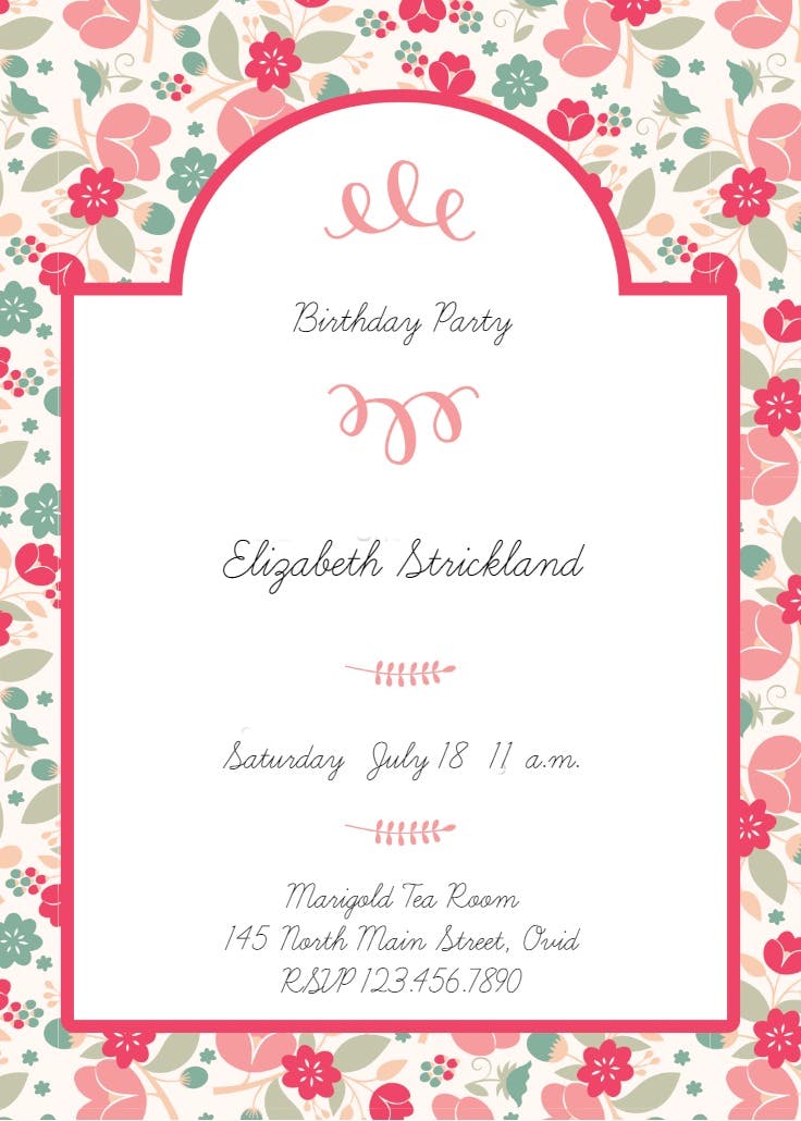 Bountiful blooms - birthday invitation