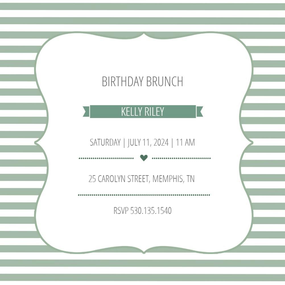 Brunch stripes -  invitación de cumpleaños