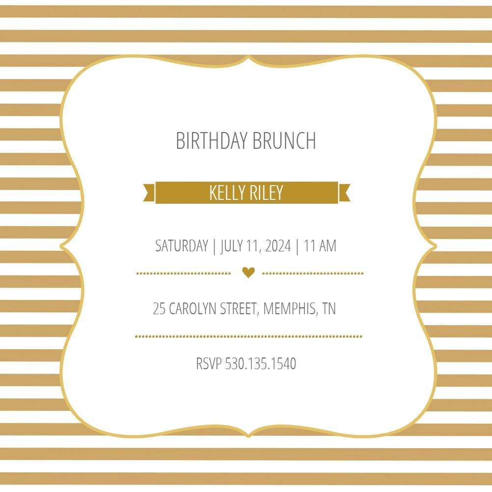 Brunch stripes - birthday invitation