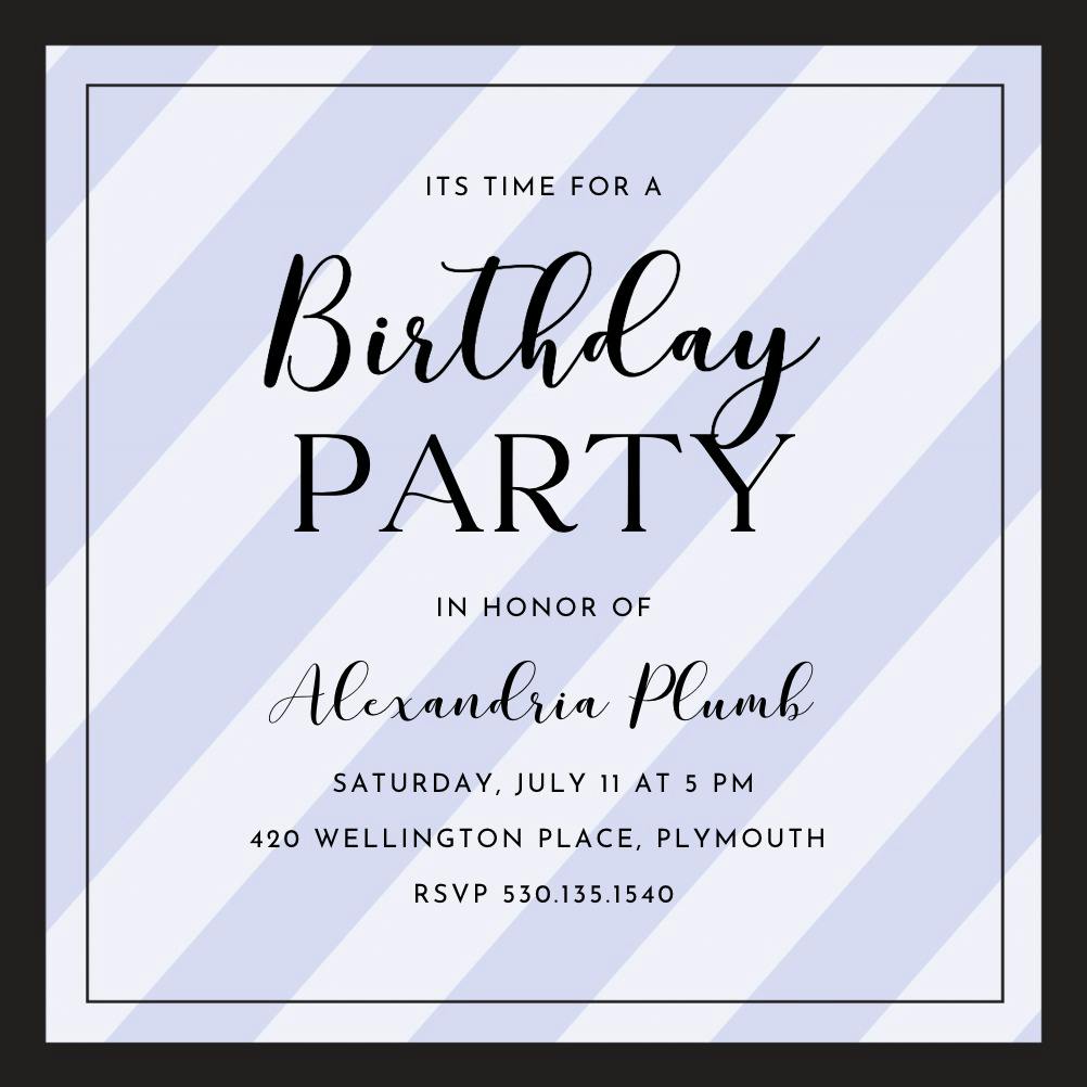 Creme stripes -  invitación de cumpleaños