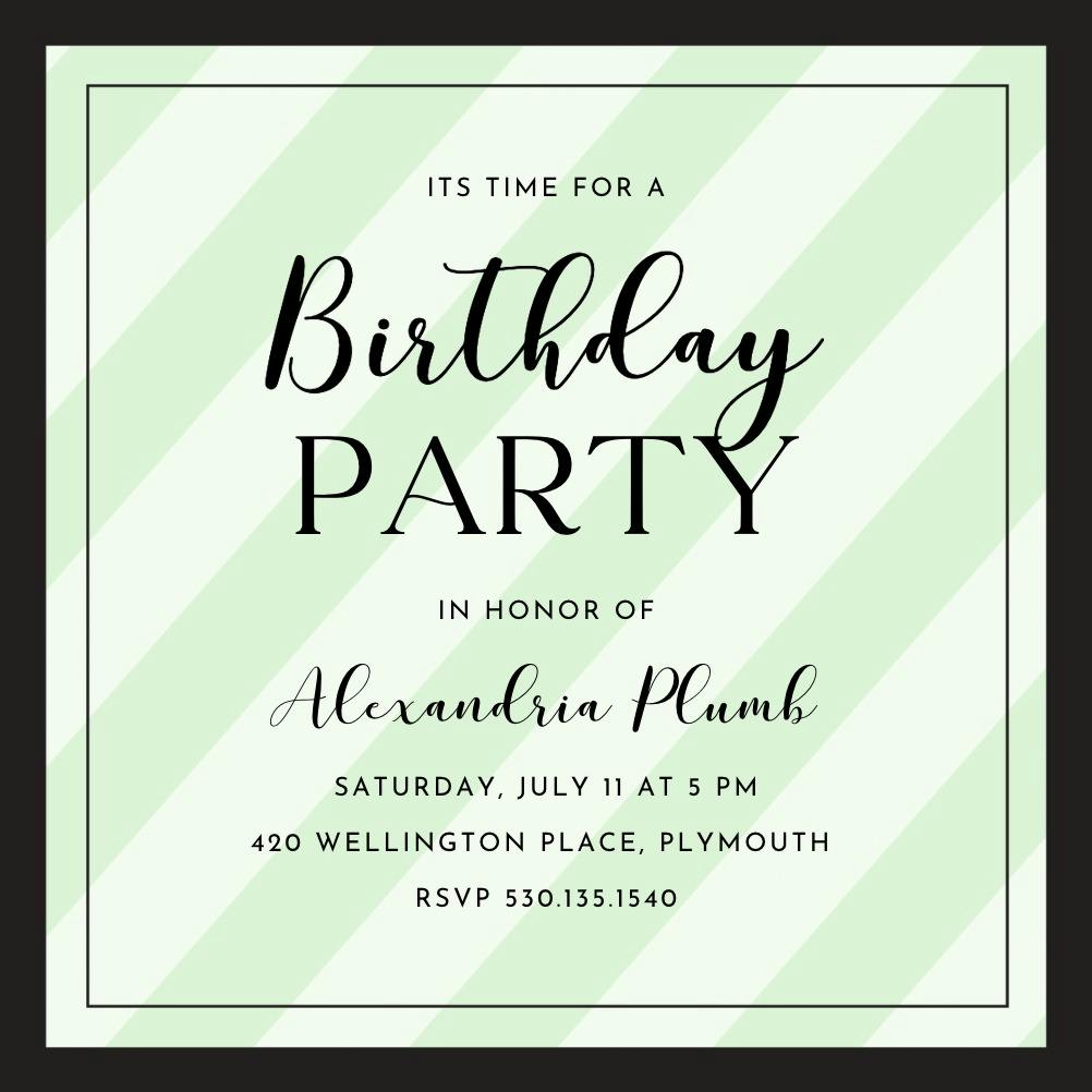 Creme stripes - birthday invitation