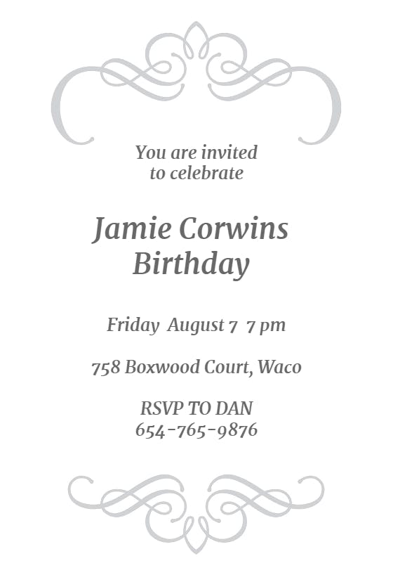 Dignified dinner -  invitación de cumpleaños